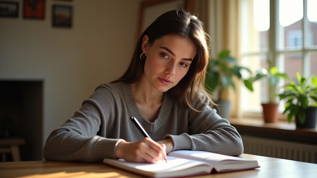 Žena piše u bilježnicu dok planira godišnji financijski pregled